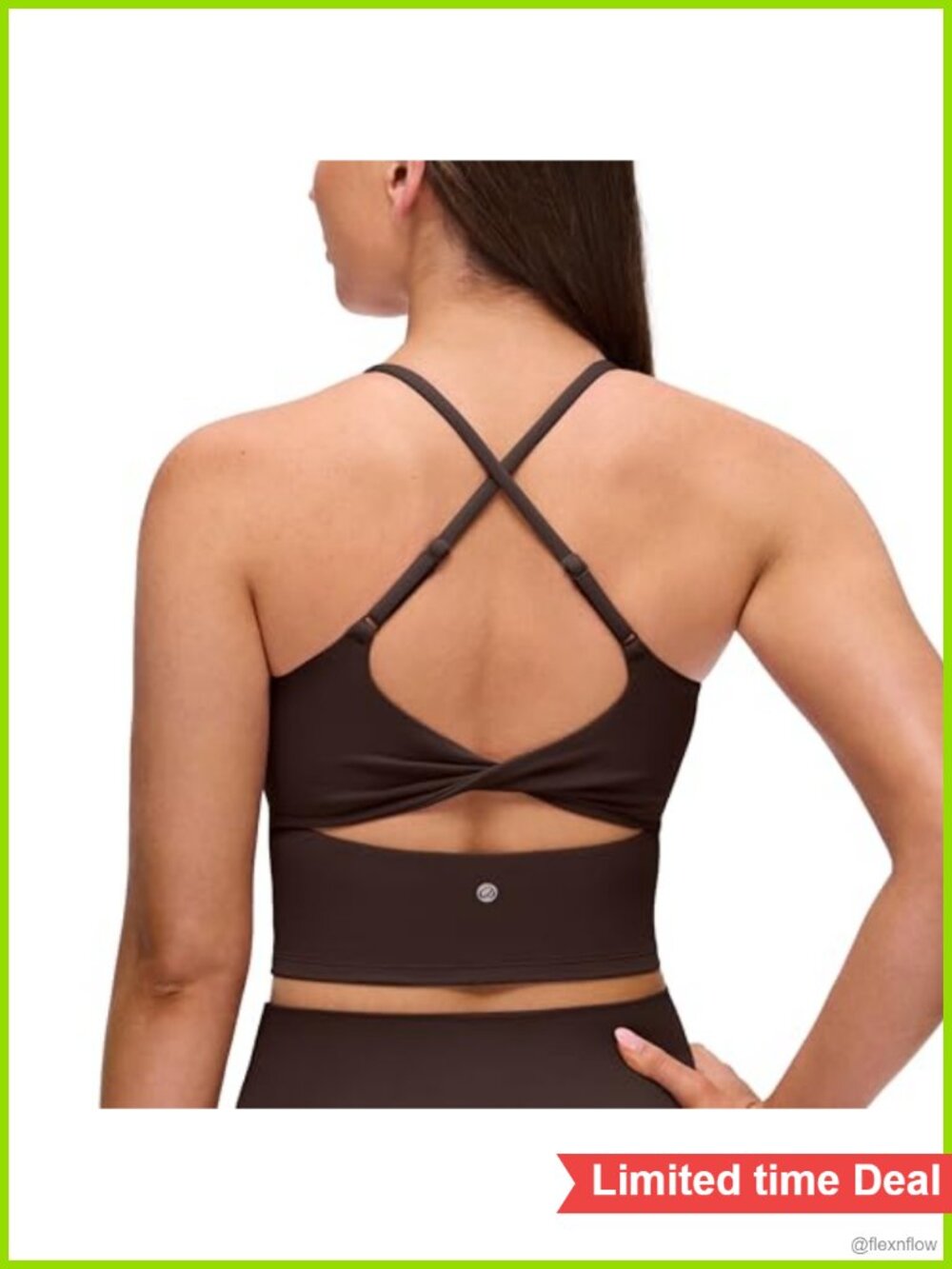 Butterluxe Twist Back Crop Tank Top with Built-in Bra Removable Pads